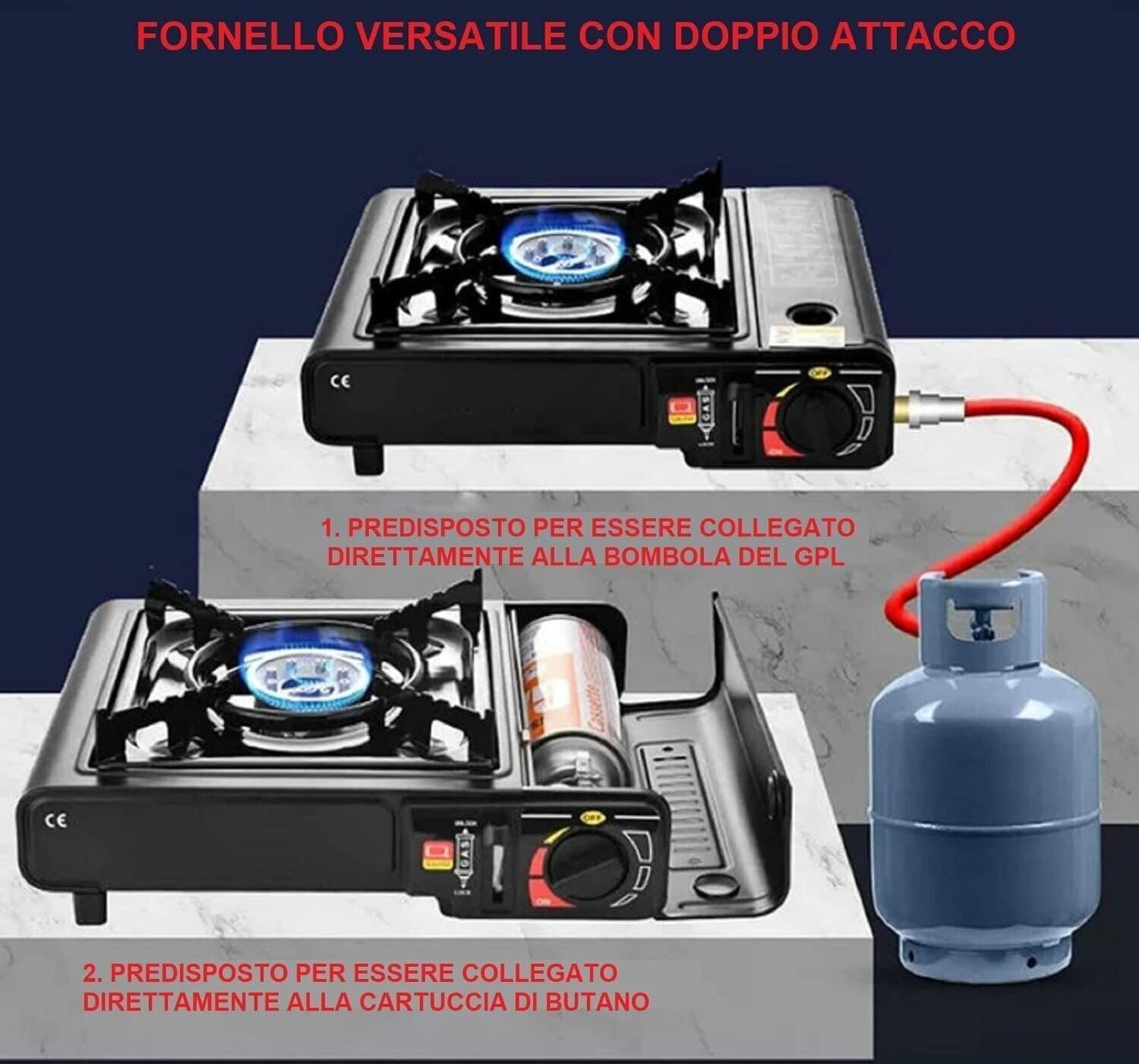 Fornello A Gas Da Campeggio A Doppio Attacco Cartucce Di Gas Butano O Bombola Di Gas Gpl Con Valigetta