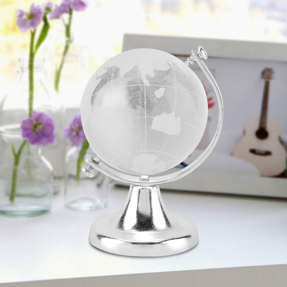 MINI MAPPAMONDO IN CRISTALLO 6,5X4CM CON SUPPORTO IN PLASTICA E METALLO
