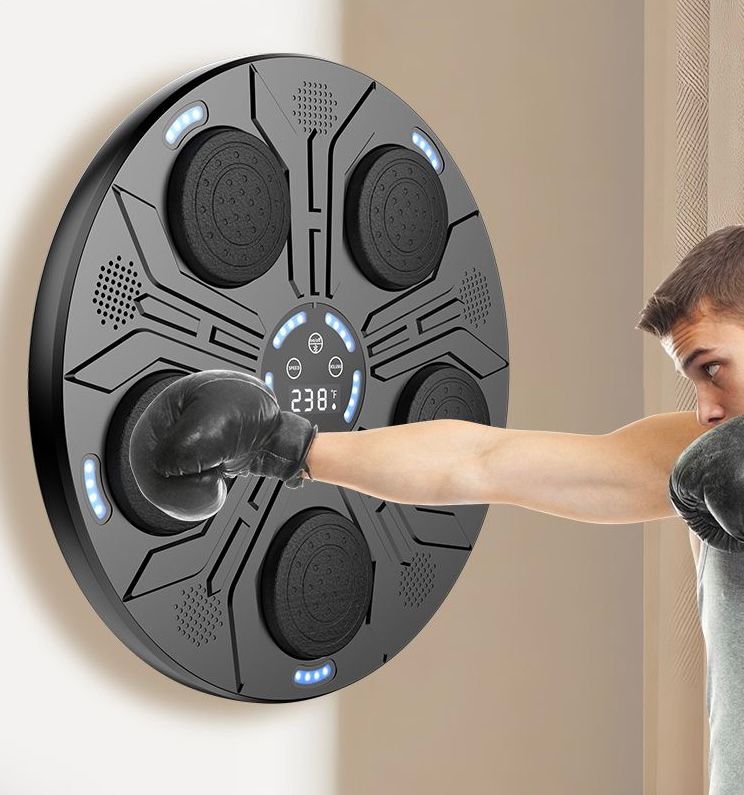 BOXING MACHINE MUSIC MACCHINA DA BOXE INTELLIGENTE FISSATA AL MURO, CON GUANTONI DA BOXE PER ALLENAMENTO