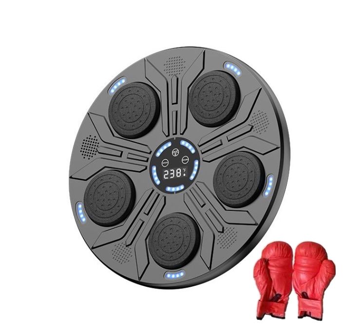 BOXING MACHINE MUSIC MACCHINA DA BOXE INTELLIGENTE FISSATA AL MURO, CON GUANTONI DA BOXE PER ALLENAMENTO