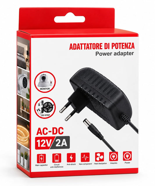 Alimentatore AC/DC 12V 2A con spina europea
