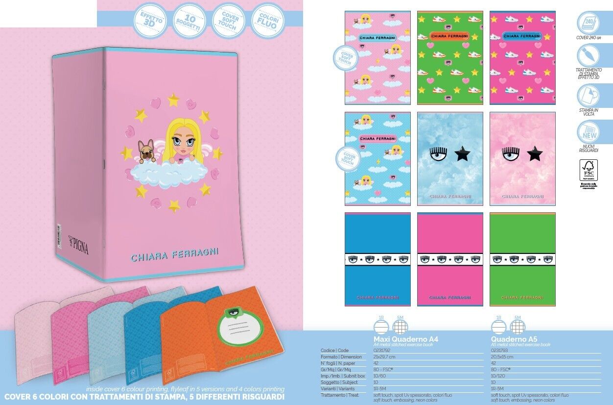 Quadernoni 42 fogli Chiara Ferragni var 1R - 10 pezzi