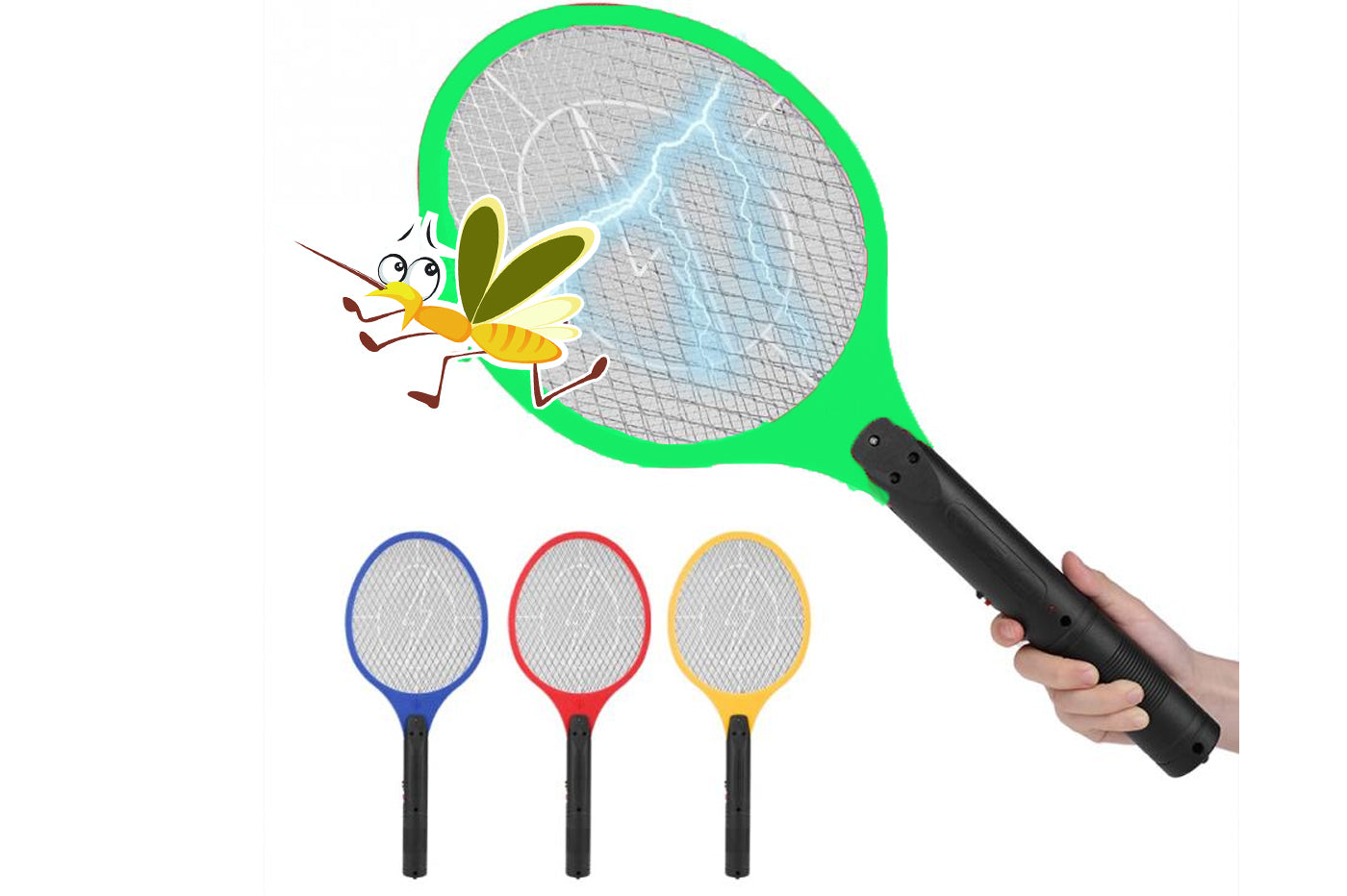 RACCHETTA ZANZARE ELETTRICA FULMINA INSETTI AMMAZZA MOSCE BATTERIA