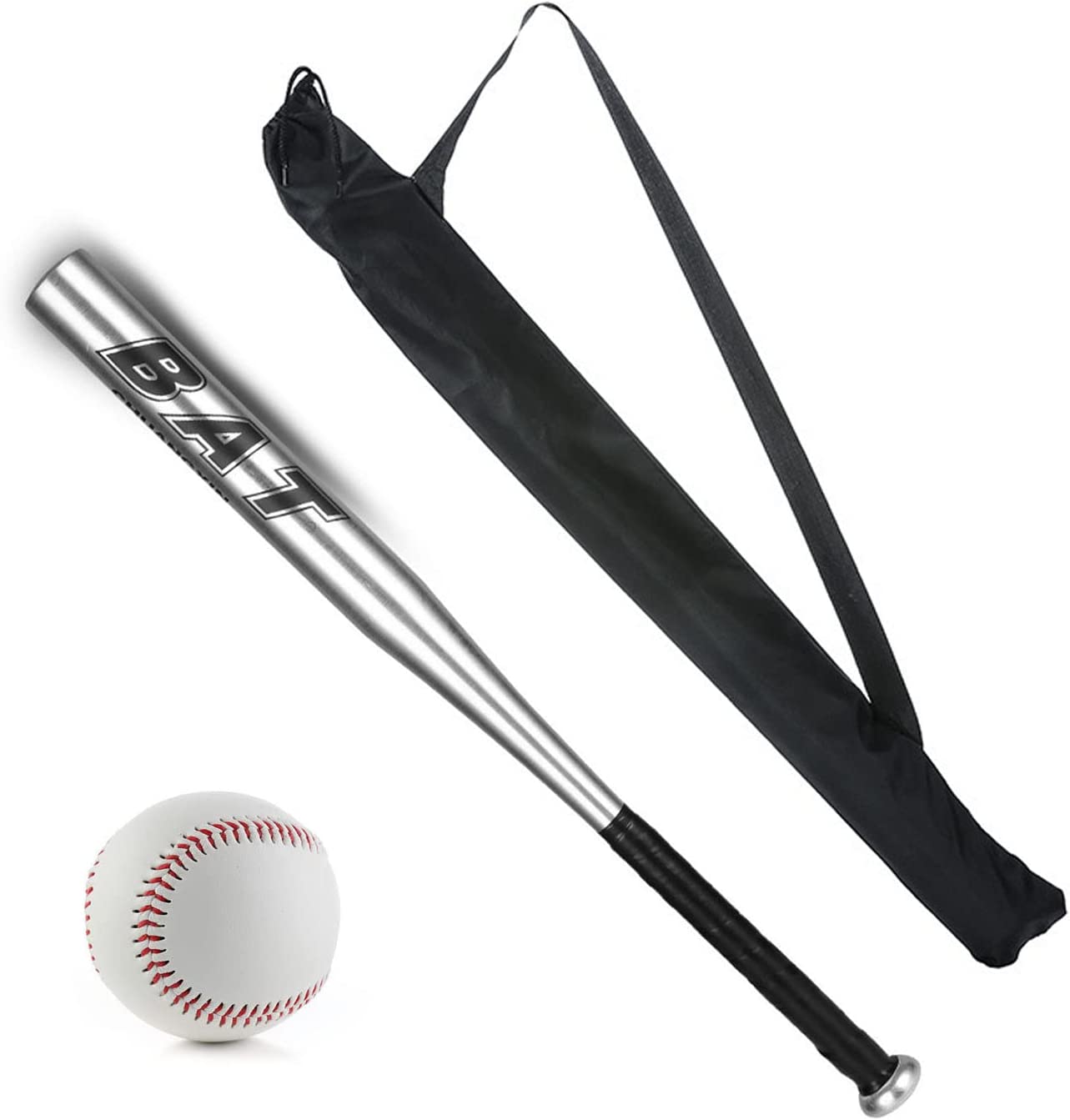 GUANTONE DA BATTUTA SPORTIVA CON PELLE PU DA BASEBALL REGOLABILE E CONFORTEVOLE DA 11,5 POLLICI E MAZZA BASEBALL SILVER 25’’ 63 CM