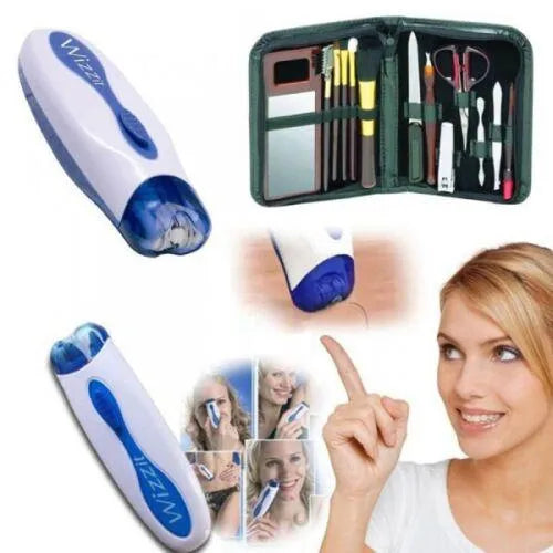 EPILATORE WIZZ IT PORTATILE WIZZIT DEPILATORE DONNA KIT MANICURE CON ASTUCCIO