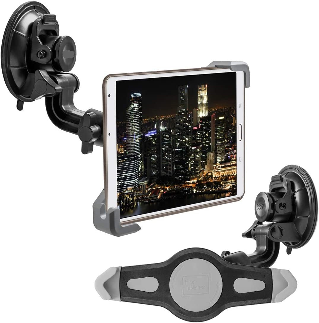 SUPPORTO TABLET 7-8" PER AUTO - REGOLABILE 21,0-27,0 CM ORIENTABILE 360° CON VENTOSA PER VETRO PARABREZZA E SUPERFICI LISCE - SOSTEGNO UNIVERSALE PER TAB IPAD