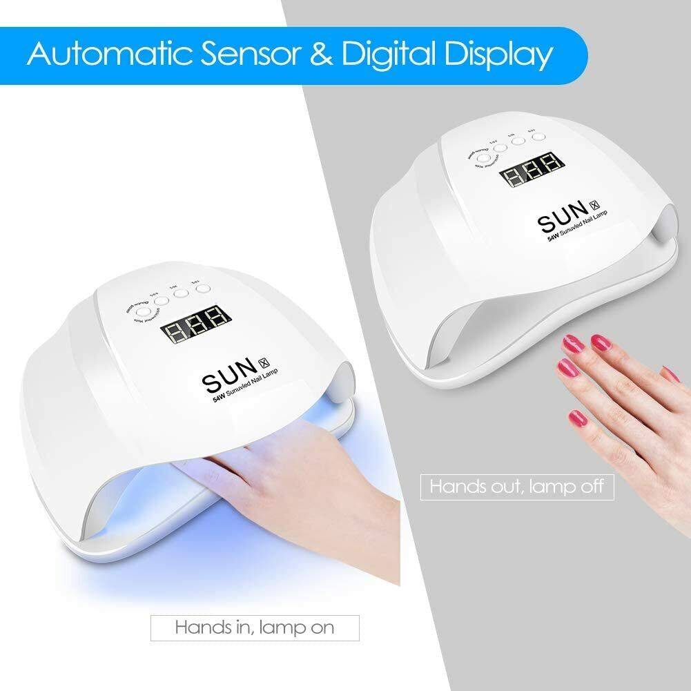 LAMPADA UV LED 54W ESSICCATORE PER UNGHIE CON 4 IMPOSTAZIONI DEL TIMER E SENSORE