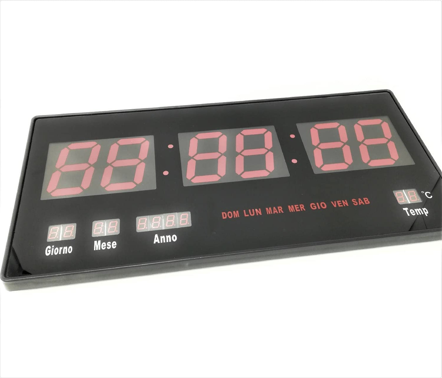 OROLOGIO DIGITALE A LED DA PARETE CON DATARIO E TERMOSTATO SLIM DATA TEMPERATURA