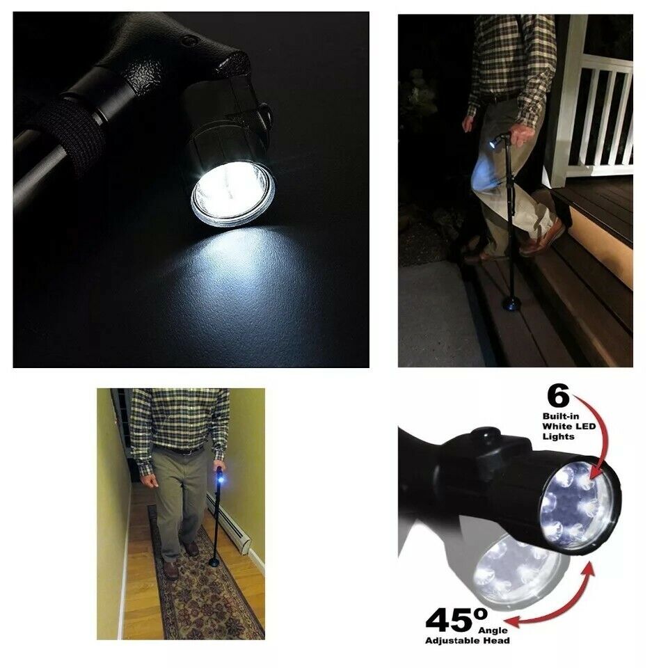BASTONE DA PASSEGGIO PIEGHEVOLE CON TORCIA LED MAGIC CANE SUPPORTO TREKKING