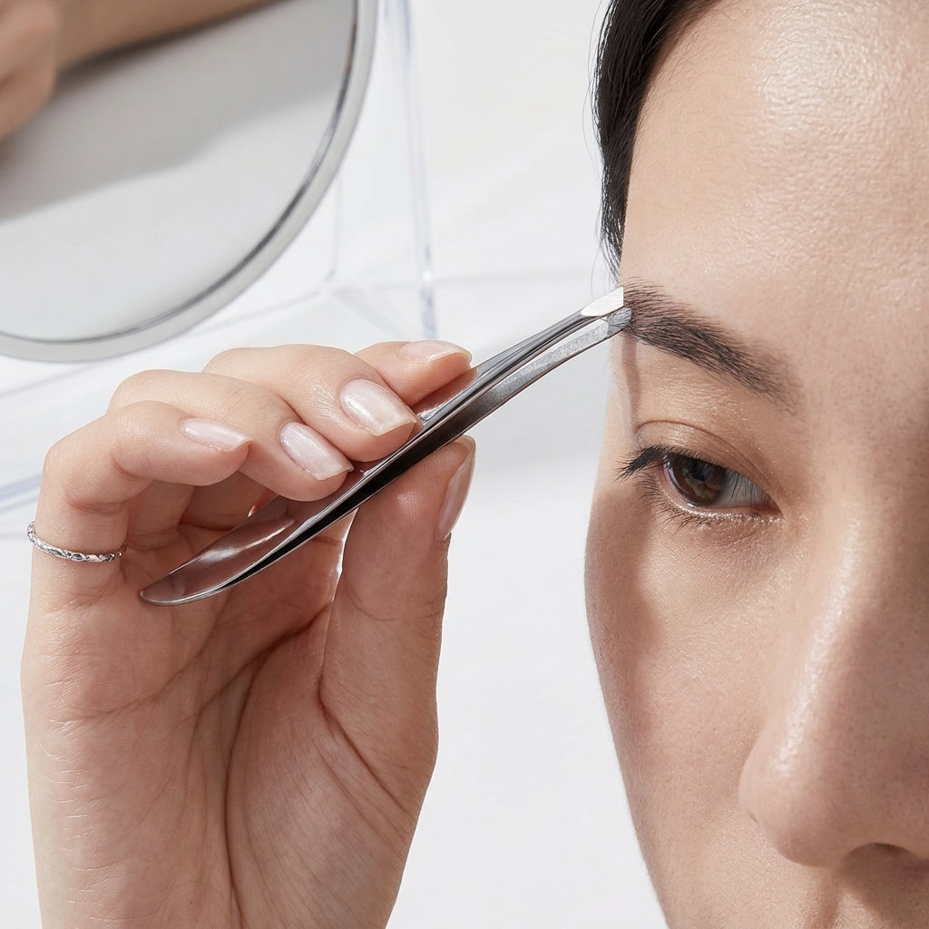 Pinzetta Professionale per Sopracciglia in Acciaio Inox a Punta Obliqua – Design Ergonomico a Onda