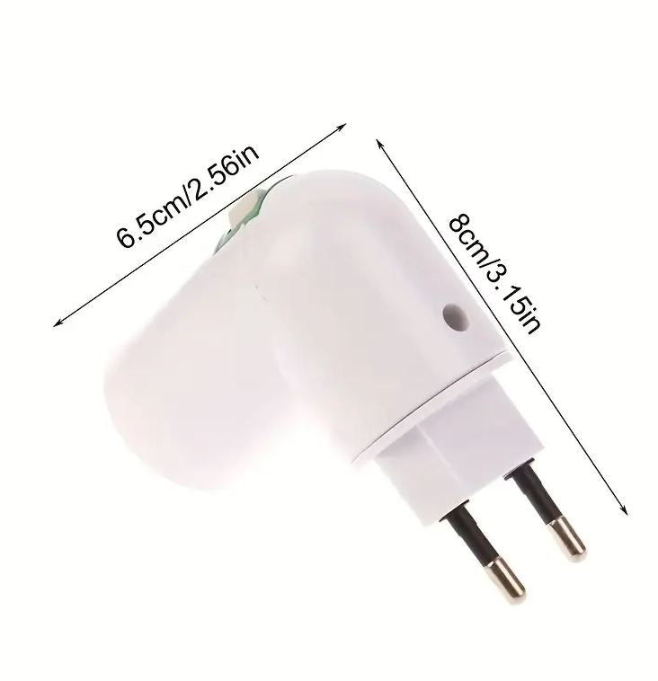 Adattatore Portalampada da Presa a Muro E27 a 90° con Interruttore ON/OFF