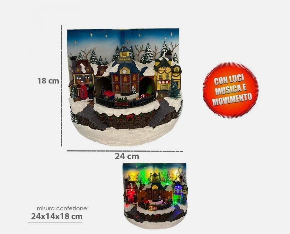 VILLAGGIO NATALIZIO LIBRO CON LUCI SUONI MOVIMENTO 23LX16PX18H CM