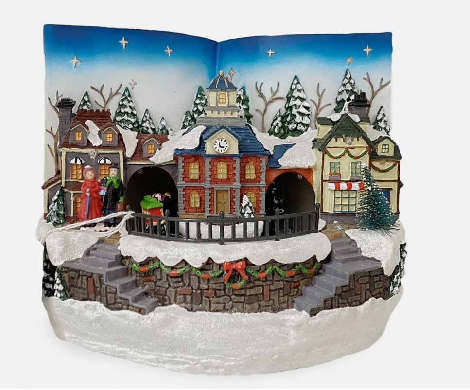 VILLAGGIO NATALIZIO LIBRO CON LUCI SUONI MOVIMENTO 23LX16PX18H CM