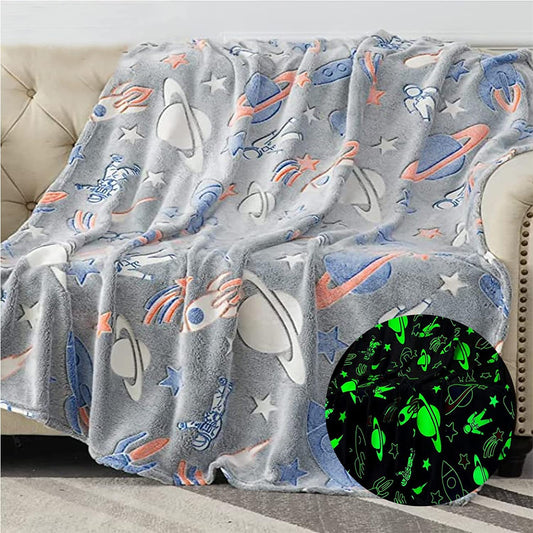 COPERTA CON SACCO CORAL JACQUARD CON DISEGNI FLUORESCENTI