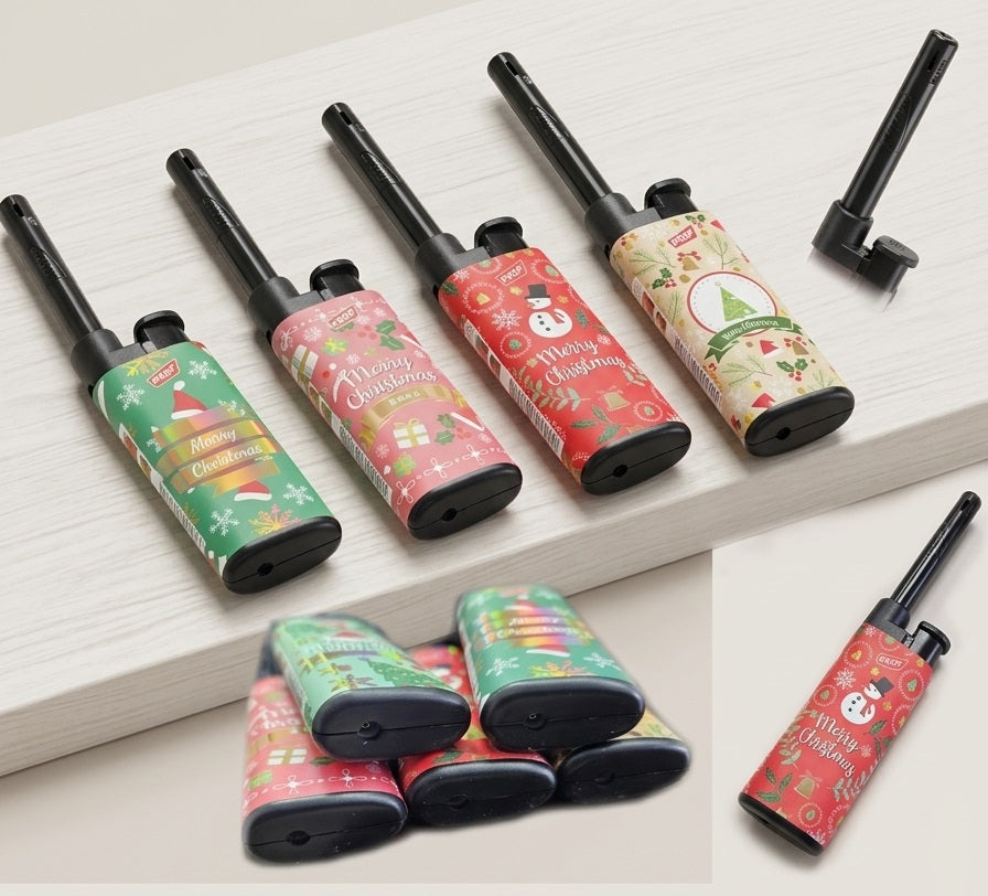 Accendigas Ricaricabile da Cucina e Candele – Grafica Natalizia (Set Multicolore da 4)