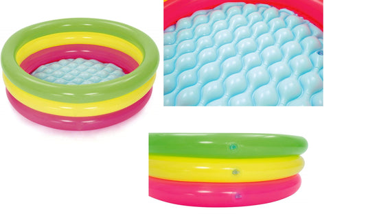 PISCINA GONFIABILE TONDA PER BAMBINI – 3 ANELLI, Ø 70 X 24 CM – COLORI ASSORTITI