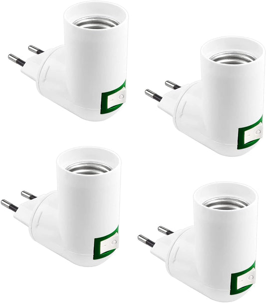 Adattatore 4 Pezzi Portalampada E27 con Interruttore Senza Fili AC 220V Portalampada con Presa Elettrica E27 Adattatore Piccolo per Lampadina LED Lampada da Parete Interno - set 4 pezzi