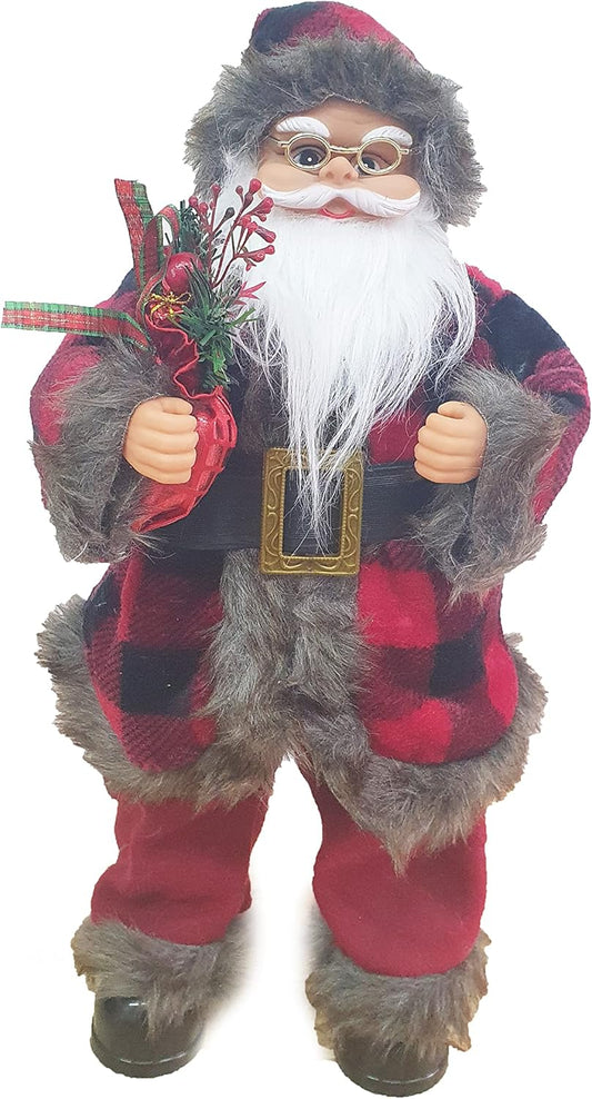 Babbo Natale con Vestito Scozzese in Stoffa Circa 50 cm, Decorato a Mano e Perfetto Come Decorazione Natalizia, Regalo e da Collezione