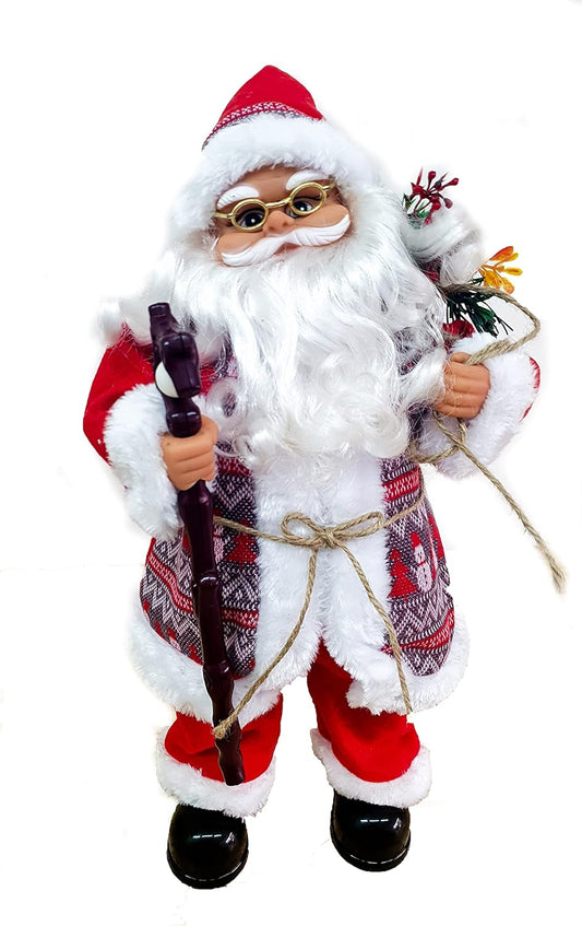 Babbo Natale con Vestito Classico Rosso in Stoffa Circa 50 cm, Decorato a Mano e Perfetto Come Decorazione Natalizia, Regalo e da Collezione