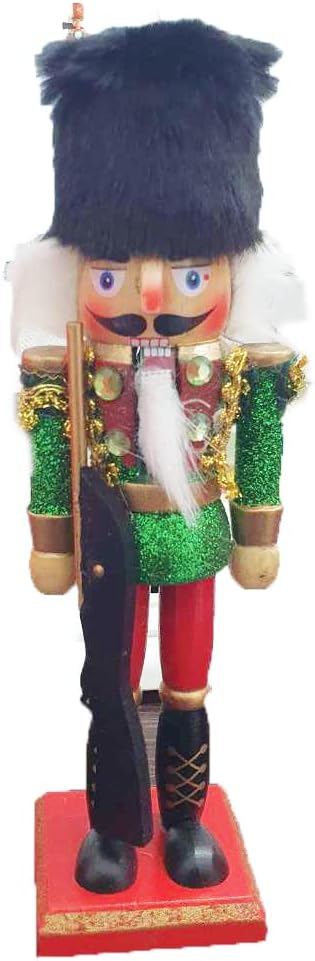Schiaccianoci Natalizio Cacciatore in Legno 20 Cm Verde