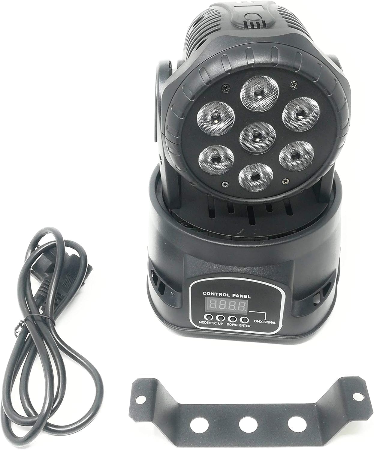 PROIETTORE LED RGB TESTA ROTANTE MOBILE EFFETTI DISCO 7 LED 10W Led wash DMX