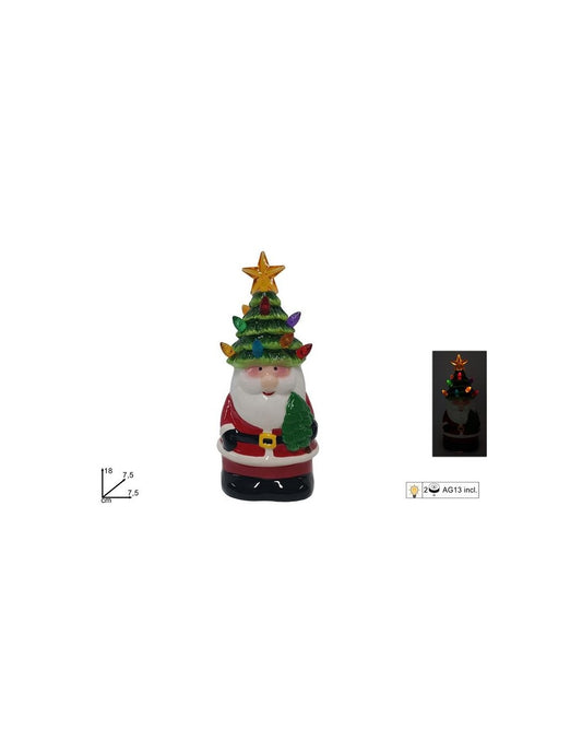 BABBO NATALE IN CERAMICA 18 CM DECORAZIONI CON LUCE