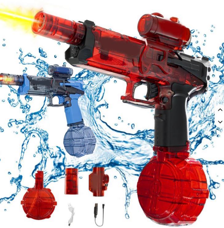 PISTOLA MITRAGLIATRICE AD ACQUA ELETTRICA RICARICABILE,EFFETTO FUOCO-COLORAZIONI CASUALI
