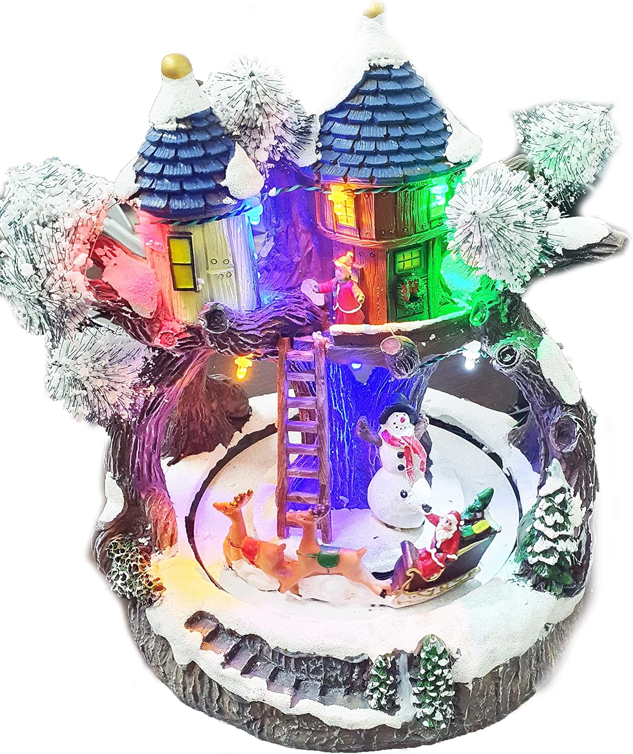 Giostrina con Movimento Slitta Babbo Natale Girevole, Decorazione di Natale con Luci LED Colorate E Musiche Integrate Crea l’Atmosfera del Natale