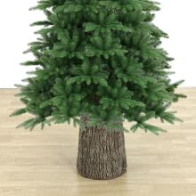 Base decorativa a forma di tronco d’albero 32 x 26 x H30 cm circa, ideale per sostenere e rifinire alberi di Natale artificiali,effetto legno realistico e innesto metallico con viti di fissaggio