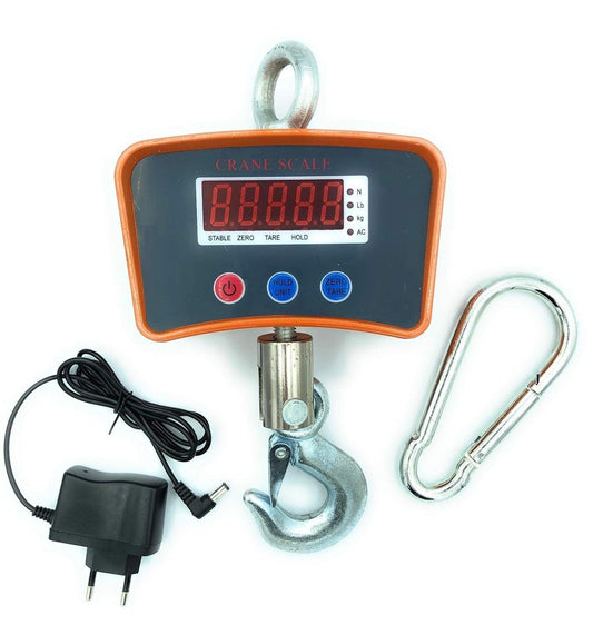 Bilancia Dinamometro Digitale Professionale da gru 500 kg con gancio industriale a sospensione