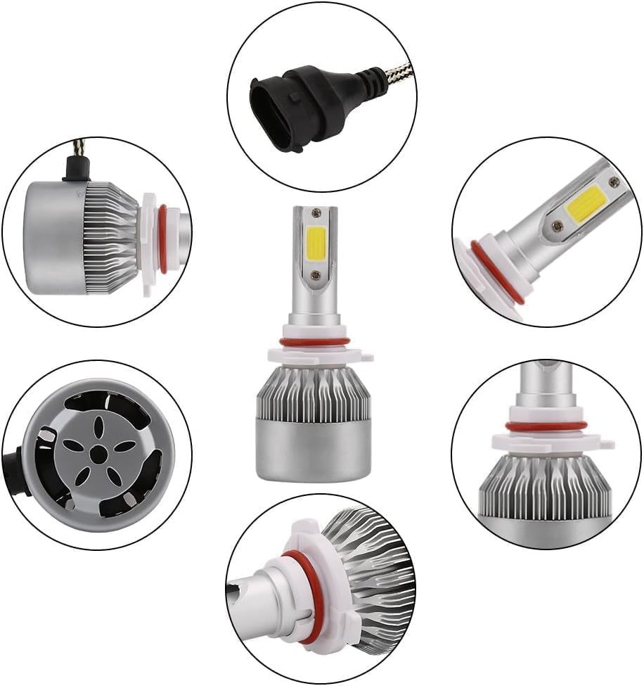Coppia kit lampade luci led auto moto fari COB H7 C6 7600lm 36W 6000K headlight luce bianca lampadine bulbi automobile