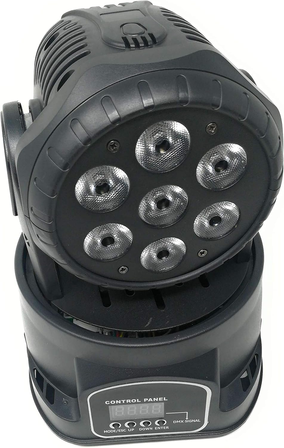 PROIETTORE LED RGB TESTA ROTANTE MOBILE EFFETTI DISCO 7 LED 10W Led wash DMX