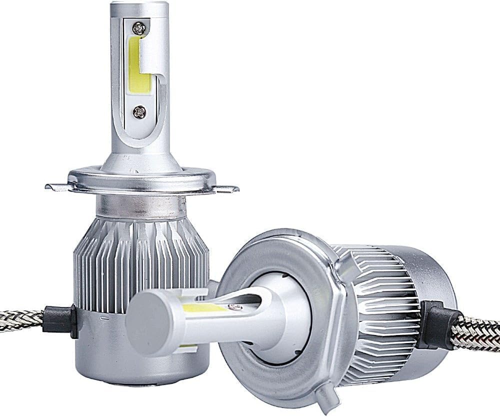 Coppia kit lampade luci led auto moto fari COB H4 C6 7600lm 36W 6000K Headlight Luce bianca lampadine bulbi automobile