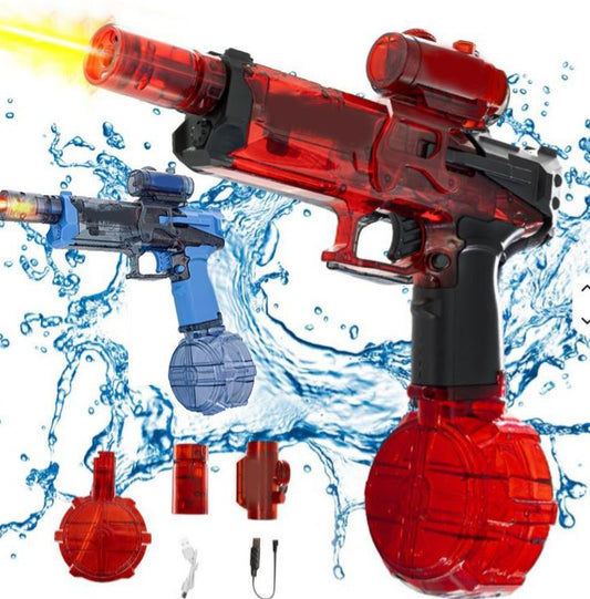 PISTOLA MITRAGLIATRICE AD ACQUA ELETTRICA RICARICABILE,EFFETTO FUOCO-COLORAZIONI CASUALI