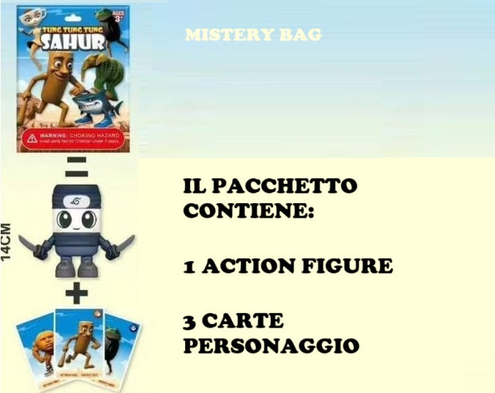 Figure Toy 3D con 3 Card Personaggi per Bambini e Adulti - 8 modelli casuali Tung Tung Tung Sahur Tralalero Tralala