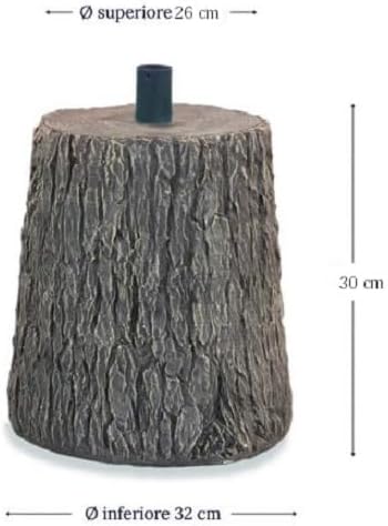 Base decorativa a forma di tronco d’albero 32 x 26 x H30 cm circa, ideale per sostenere e rifinire alberi di Natale artificiali,effetto legno realistico e innesto metallico con viti di fissaggio