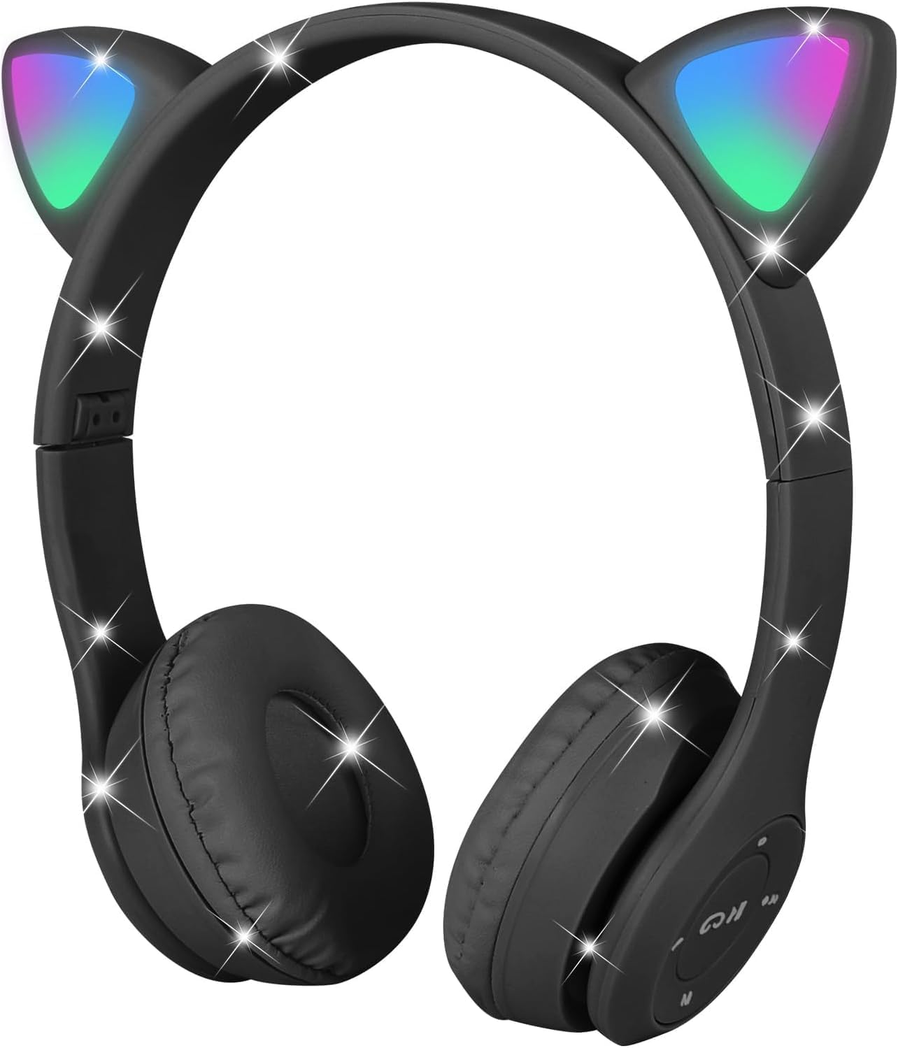 Cuffie Bluetooth 5.0 Version LED Cablate/Wireless con Orecchio di Gatto, Pieghevole Audio Stereo HD Over-Ear Cuffie per Studiare/Viaggiare,per Bambini-colorazioni casuali