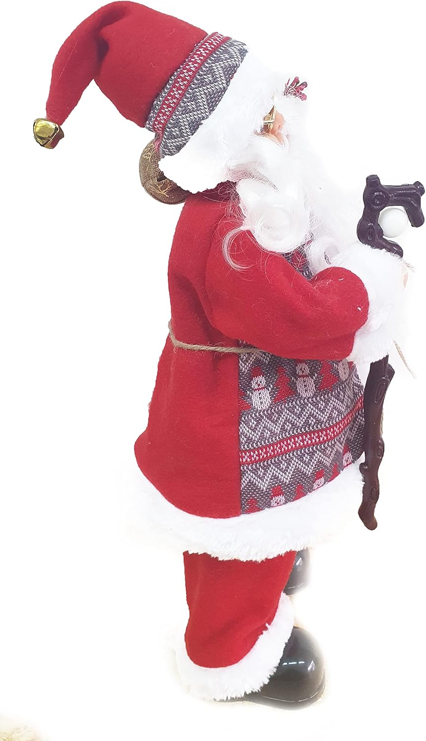 Babbo Natale con Vestito Classico Rosso in Stoffa Circa 50 cm, Decorato a Mano e Perfetto Come Decorazione Natalizia, Regalo e da Collezione