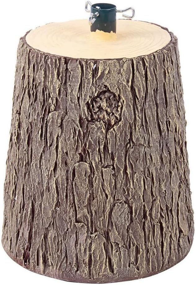 Base decorativa a forma di tronco d’albero 32 x 26 x H30 cm circa, ideale per sostenere e rifinire alberi di Natale artificiali,effetto legno realistico e innesto metallico con viti di fissaggio