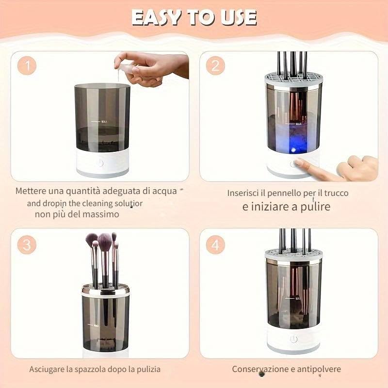 PULITORE E ASCIUGA PENNELLI DA TRUCCO AUTOMATICI - CLEANMAKEUP