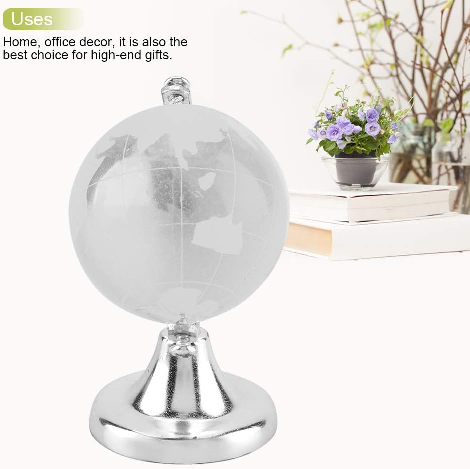 MINI MAPPAMONDO IN CRISTALLO 6,5X4CM CON SUPPORTO IN PLASTICA E METALLO