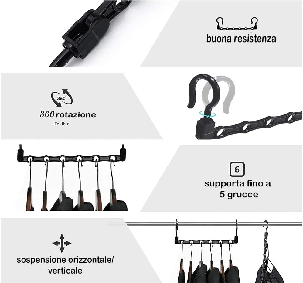 SET 10 APPENDI GRUCCE SALVASPAZIO APPENDIABITI CAMICIE PANTALONI