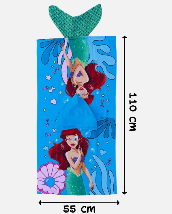 PONCHO MARE ARIEL110 X 55 CM ACCAPPATOIO PER BAMBINI MICROFIBRA