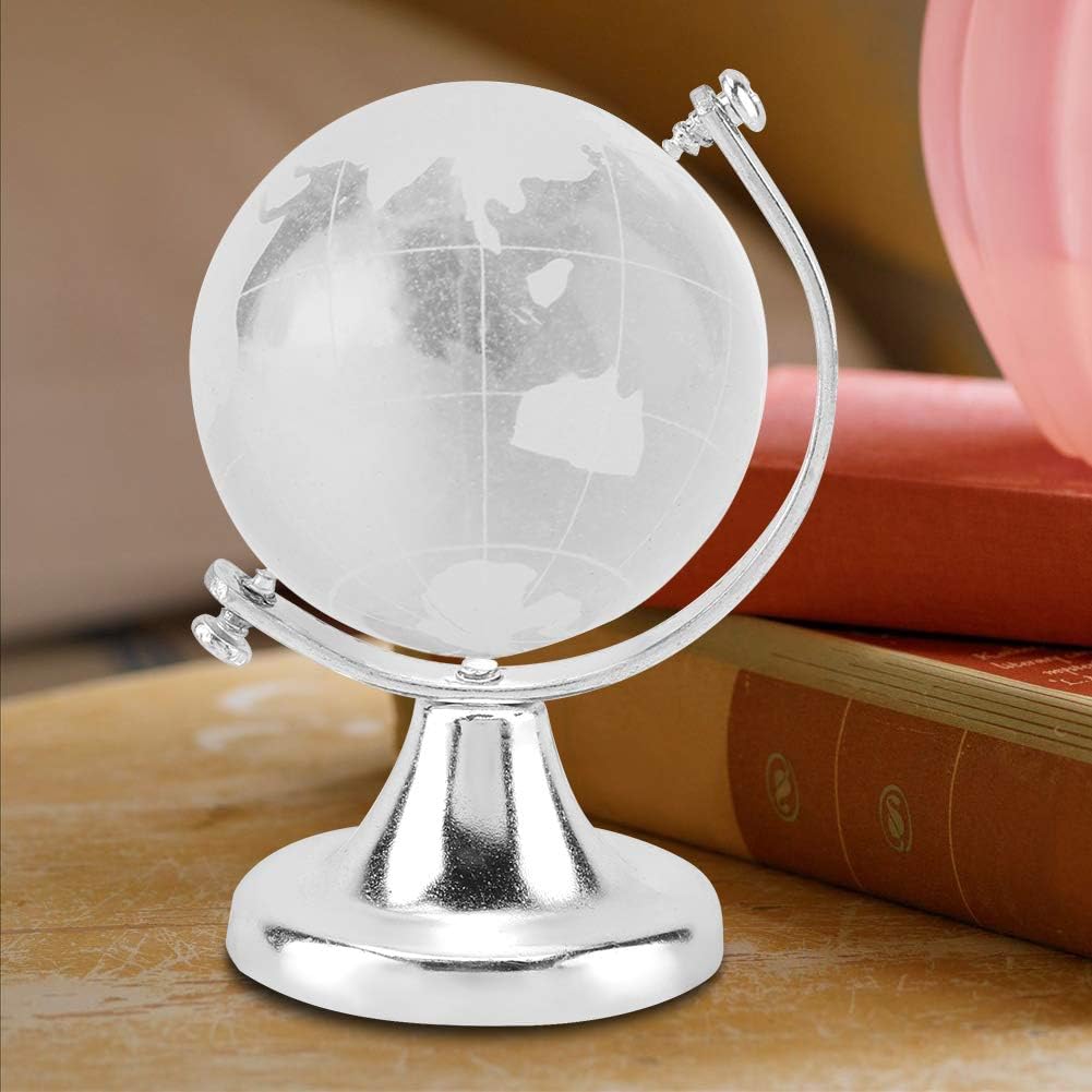 MINI MAPPAMONDO IN CRISTALLO 6,5X4CM CON SUPPORTO IN PLASTICA E METALLO