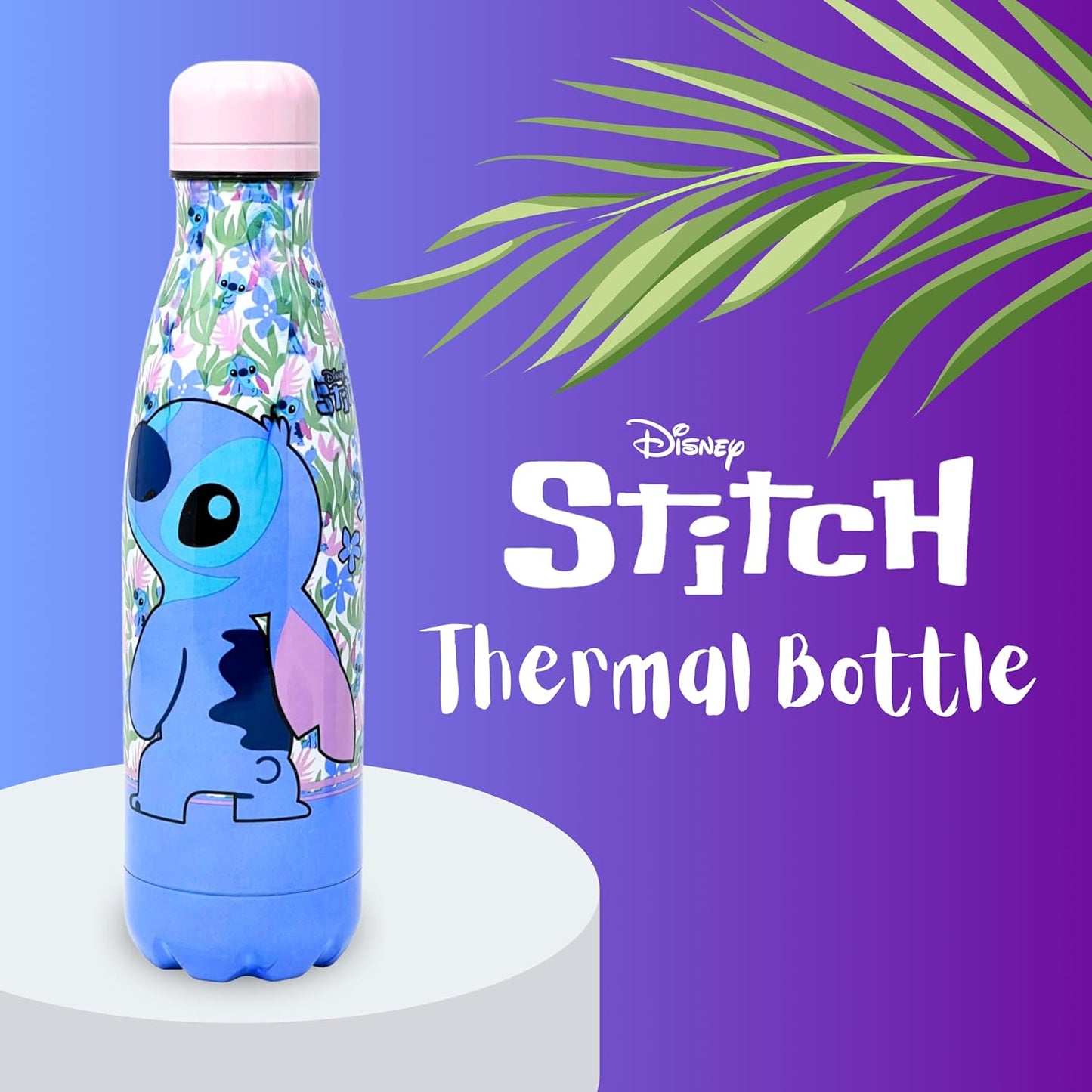 BOTTIGLIA TERMICA IN ACCIAIO INOX STITCH DISNEY CON TAPPO SVITABILE 500 ML