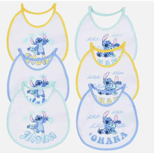 BAVETTE STITCH DISNEY SET 6 BAVAGLINI 18 X 18 CM IN SPUGNA PER BAMBINI
