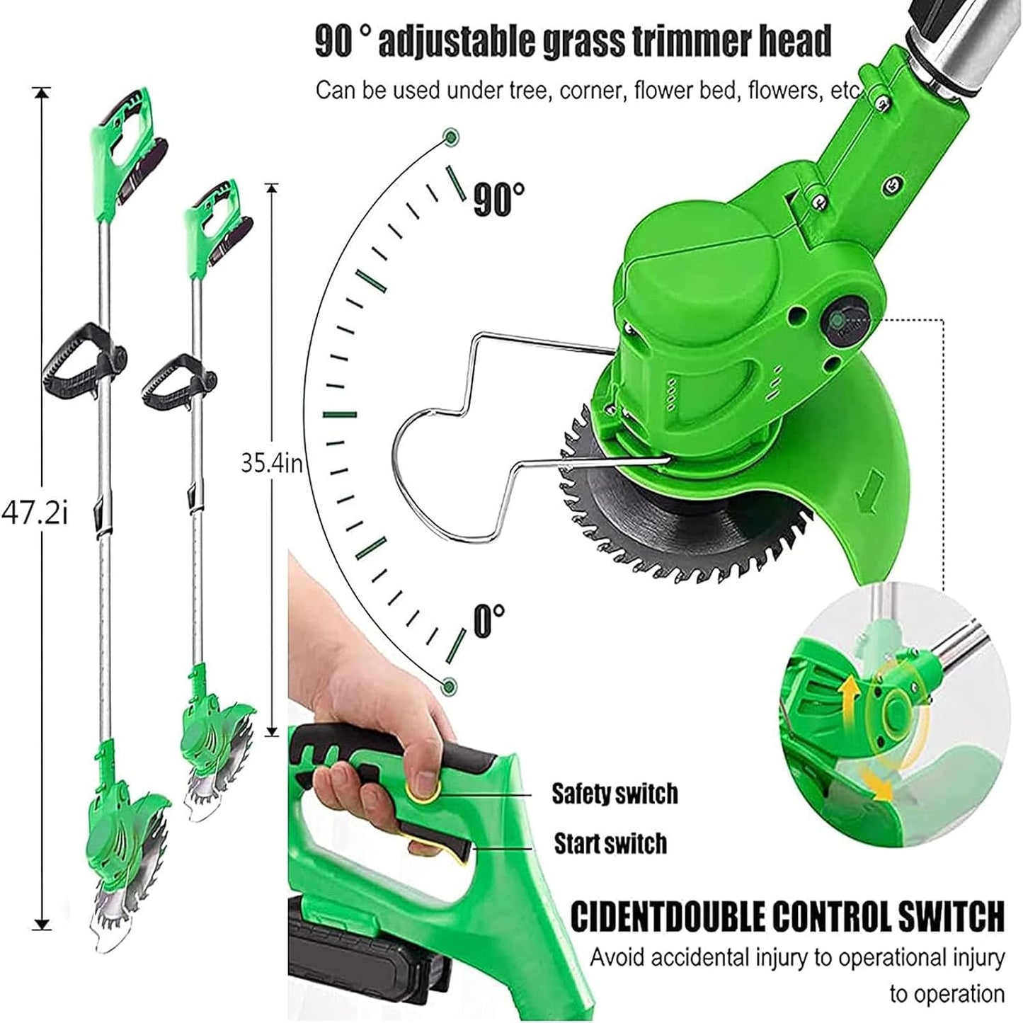 DECESPUGLIATORE TAGLIAERBA ELETTRICO  CON LAME E 2 BATTERIE 48 V