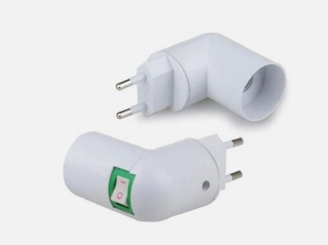 Adattatore Portalampada da Presa a Muro E14 a 90° con Interruttore ON/OFF – Lampada da Notte e Lettura Senza Cavi
