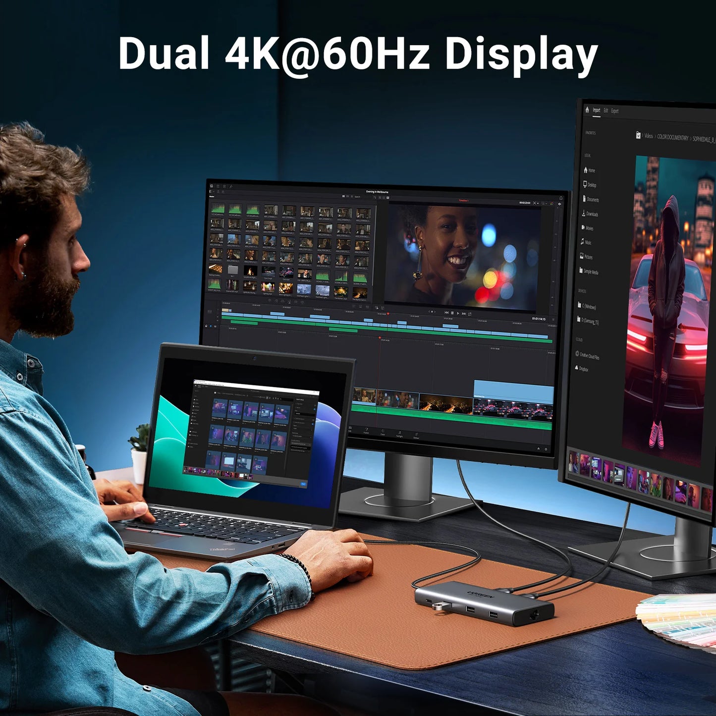 Hub USB-C 10-in-1 UltraStation: Dual HDMI 8K/4K, Ethernet & Power Delivery 100W