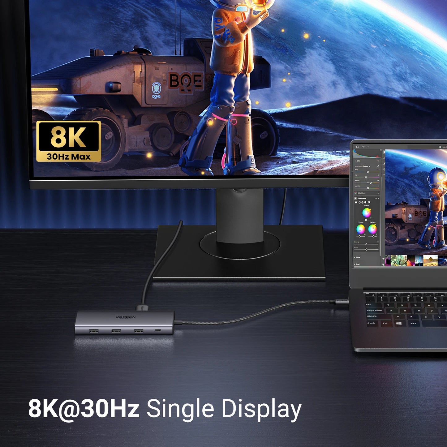Hub USB-C 10-in-1 UltraStation: Dual HDMI 8K/4K, Ethernet & Power Delivery 100W